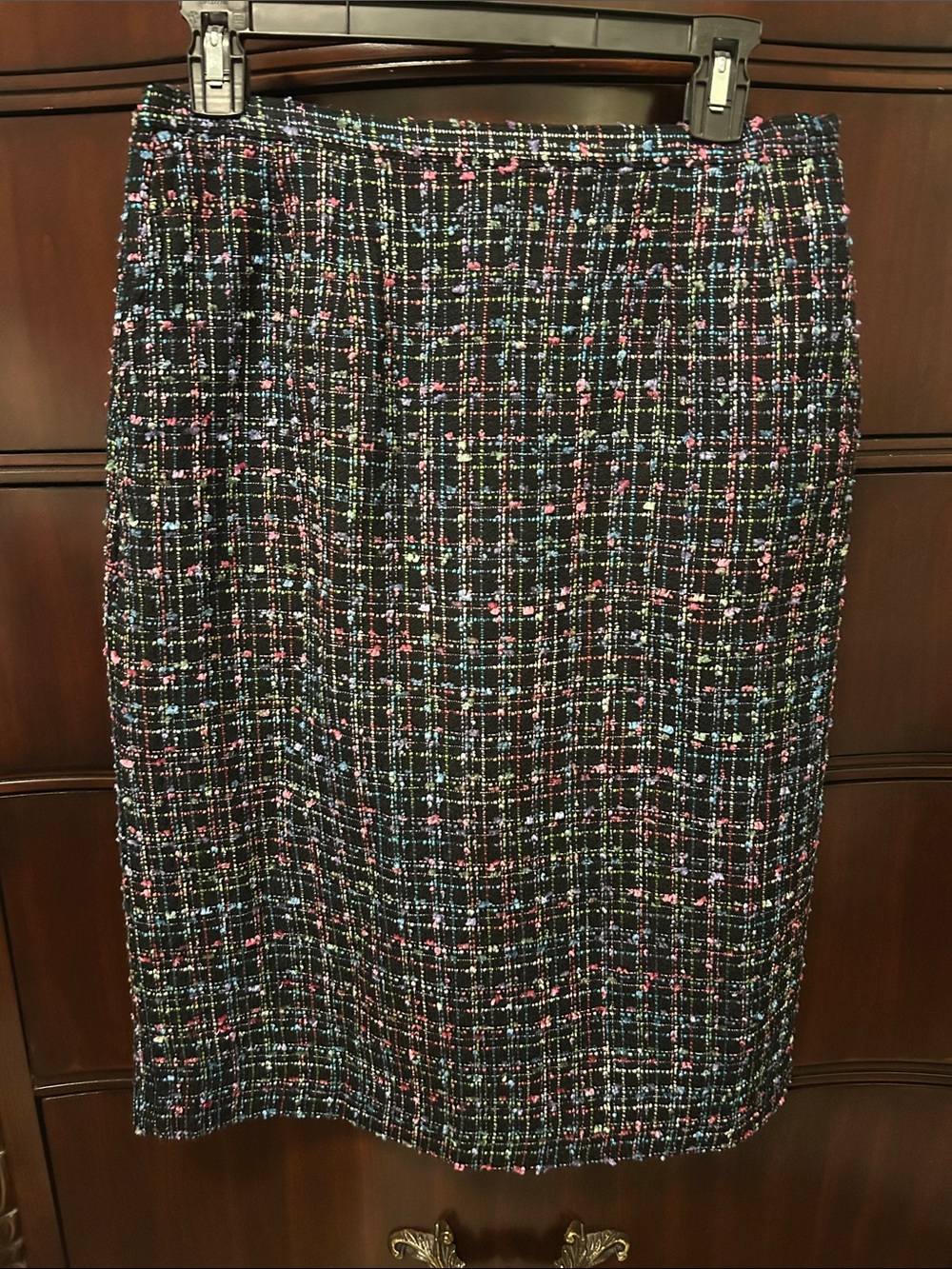 Koret Black Tweed Pencil Skirt with Pink & Blue Flecks